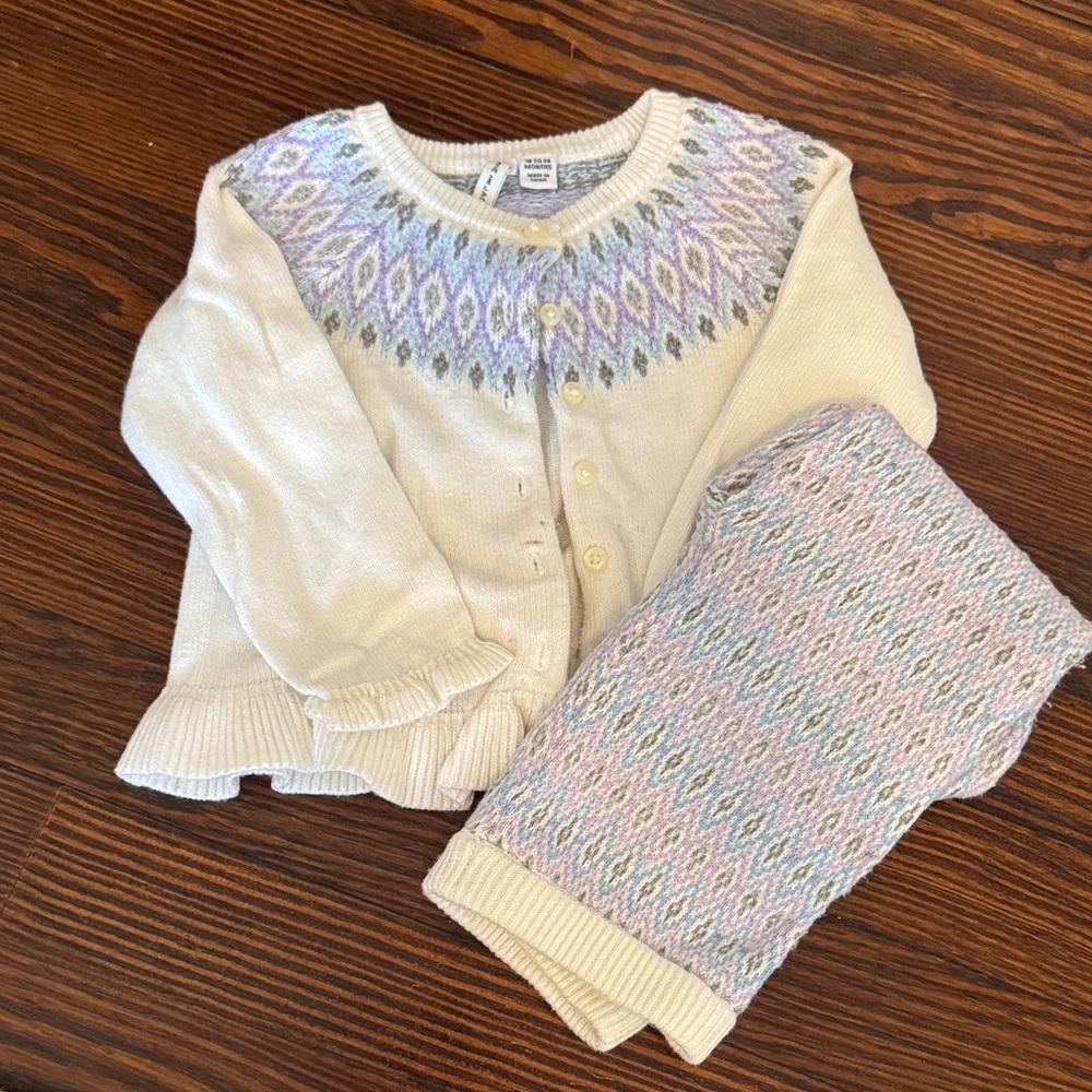 Janie and Jack Cream and Purple Kids Matching Set